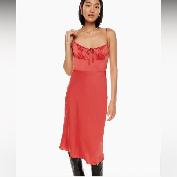 Wilfred Aritzia Bellow Midi Dress Rosy Red Sz 6 - Picture 2 of 5